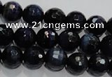 CTE933 15.5 inches 10mm faceted round dyed blue tiger eye beads