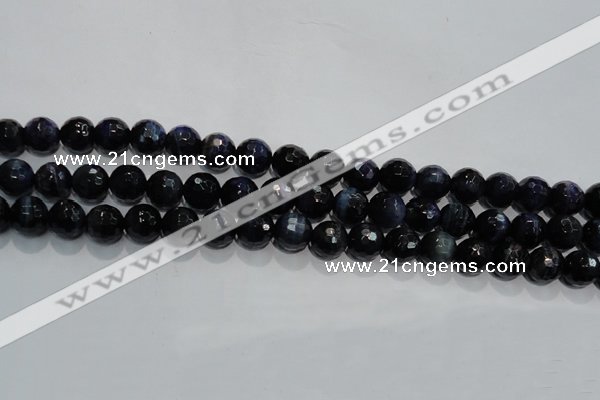 CTE933 15.5 inches 10mm faceted round dyed blue tiger eye beads