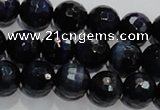 CTE934 15.5 inches 12mm faceted round dyed blue tiger eye beads