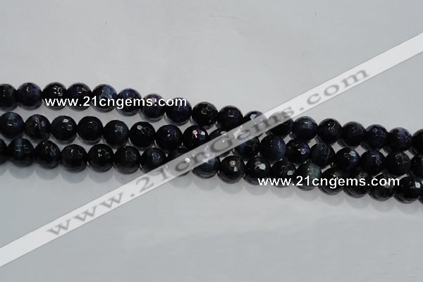 CTE934 15.5 inches 12mm faceted round dyed blue tiger eye beads