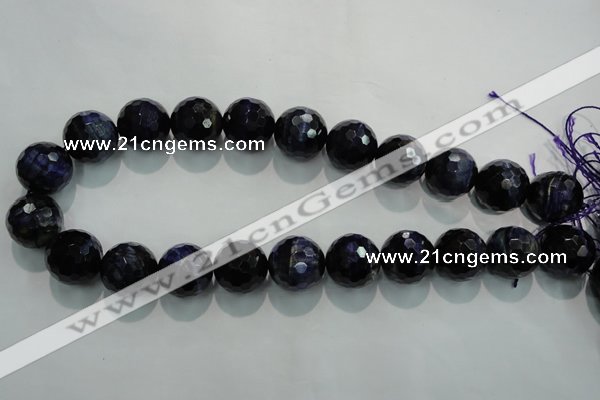 CTE937 15.5 inches 18mm faceted round dyed blue tiger eye beads