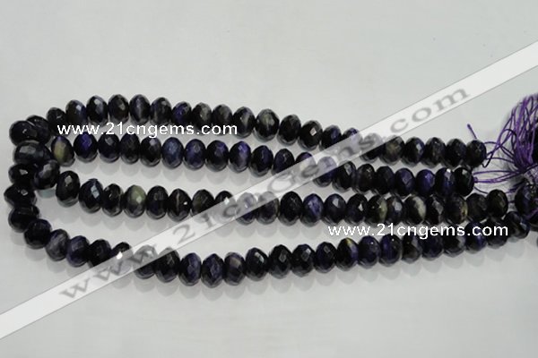 CTE942 15.5 inches 8*12mm faceted rondelle dyed blue tiger eye beads