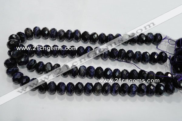 CTE943 15.5 inches 10*14mm faceted rondelle dyed blue tiger eye beads