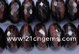 CTE95 15.5 inches 10*20mm faceted rondelle red tiger eye beads