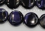 CTE964 15.5 inches 18mm flat round dyed blue tiger eye beads