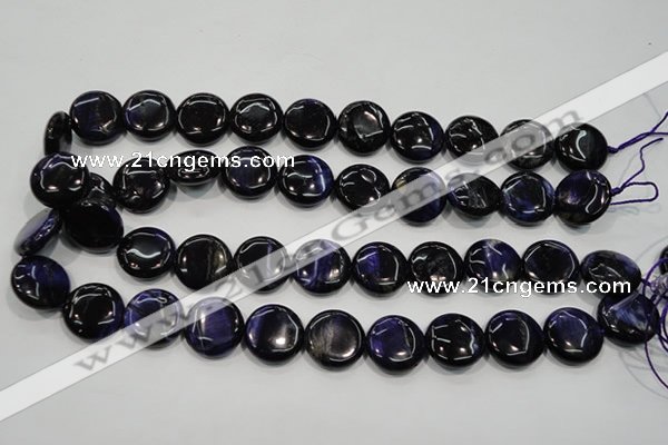 CTE964 15.5 inches 18mm flat round dyed blue tiger eye beads