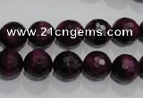 CTE973 15.5 inches 10mm faceted round dyed red tiger eye beads