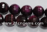 CTE974 15.5 inches 12mm faceted round dyed red tiger eye beads