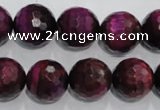 CTE975 15.5 inches 14mm faceted round dyed red tiger eye beads