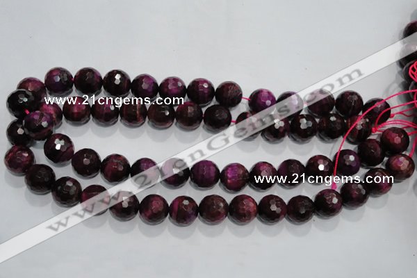 CTE975 15.5 inches 14mm faceted round dyed red tiger eye beads