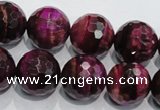 CTE976 15.5 inches 16mm faceted round dyed red tiger eye beads