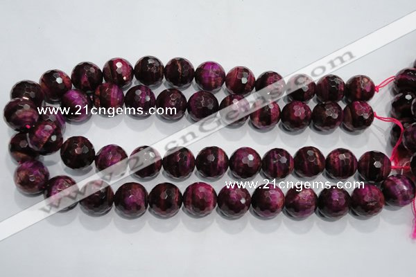 CTE976 15.5 inches 16mm faceted round dyed red tiger eye beads