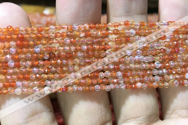 CTG1003 15.5 inches 2mm faceted round tiny red agate beads