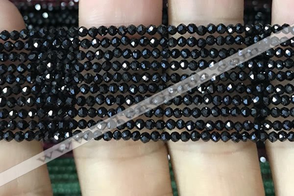CTG1011 15.5 inches 2mm faceted round tiny black spinel beads
