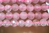 CTG1016 15.5 inches 2mm faceted round tiny rose quartz beads