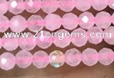 CTG1017 15.5 inches 2mm faceted round tiny rose quartz beads