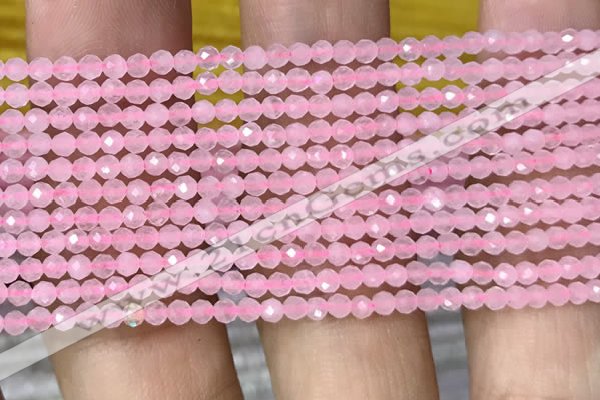 CTG1017 15.5 inches 2mm faceted round tiny rose quartz beads