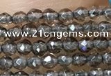 CTG1020 15.5 inches 2mm faceted round tiny smoky quartz beads