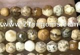 CTG1040 15.5 inches 2mm faceted round tiny picture jasper beads