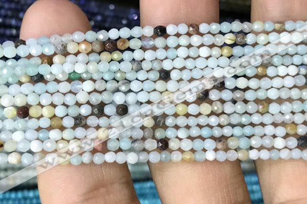 CTG1051 15.5 inches 2mm faceted round tiny amazonite beads