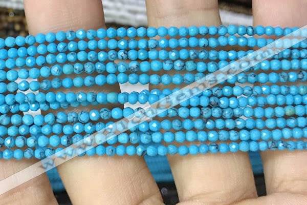 CTG1054 15.5 inches 2mm faceted round tiny turquoise beads