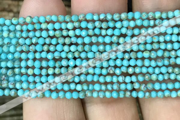 CTG1056 15.5 inches 2mm faceted round tiny turquoise beads