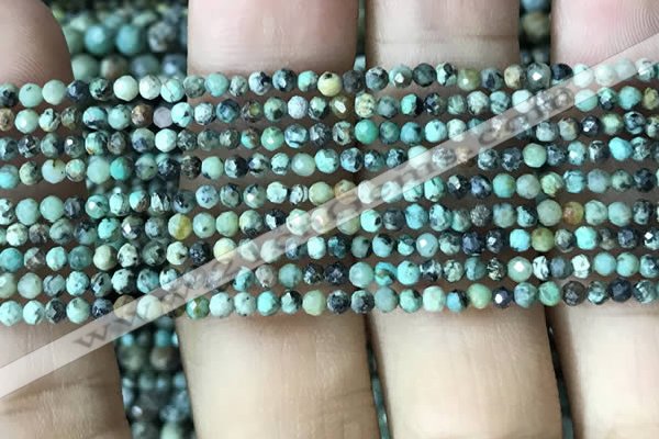 CTG1057 15.5 inches 2mm faceted round tiny African turquoise beads