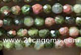 CTG1060 15.5 inches 2mm faceted round tiny unakite gemstone beads