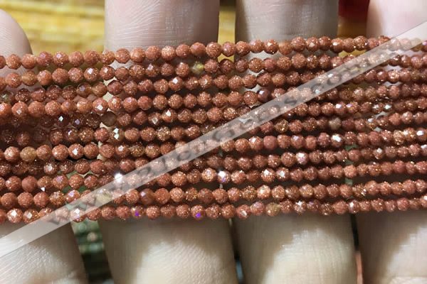 CTG1066 15.5 inches 2mm faceted round tiny goldstone beads