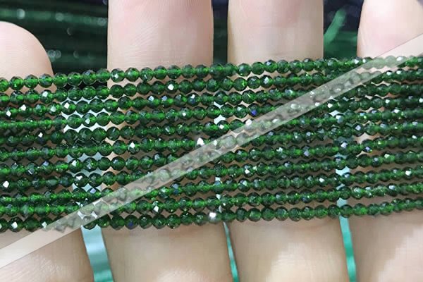 CTG1068 15.5 inches 2mm faceted round tiny green goldstone beads