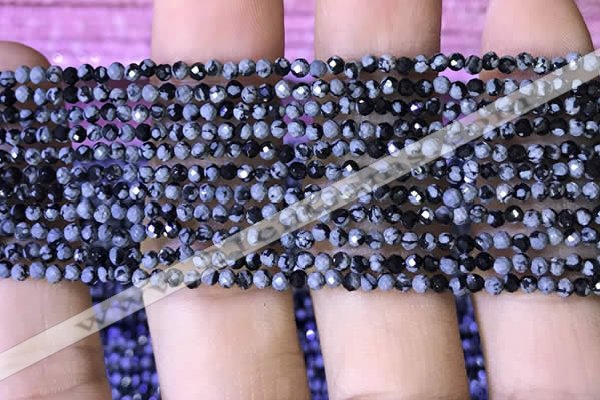 CTG1072 15.5 inches 2mm faceted round tiny snowflake obsidian beads