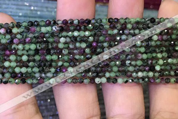 CTG1082 15.5 inches 2mm faceted round tiny ruby zoisite beads