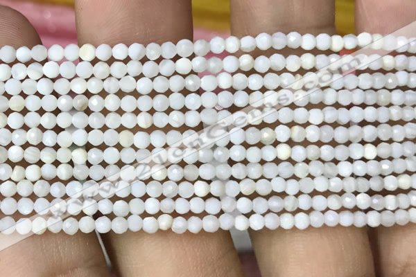 CTG1088 15.5 inches 2mm faceted round tiny mother of pearl beads