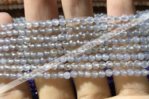 CTG1111 15.5 inches 3mm faceted round tiny grey agate beads