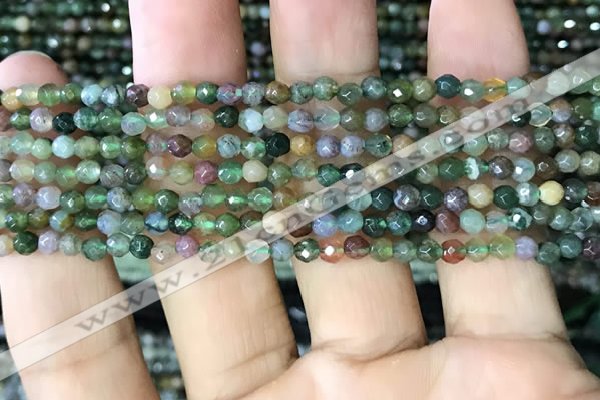 CTG1116 15.5 inches 3mm faceted round tiny Indian agate beads