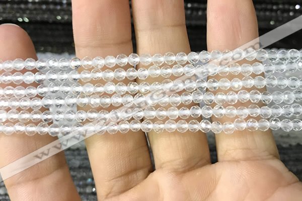 CTG1123 15.5 inches 3mm faceted round tiny white crystal beads