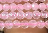 CTG1124 15.5 inches 3mm faceted round tiny rose quartz beads