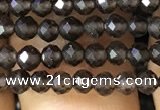 CTG1128 15.5 inches 3mm faceted round tiny smoky quartz beads