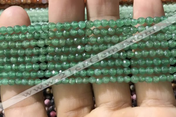 CTG1154 15.5 inches 3mm faceted round tiny green aventurine beads