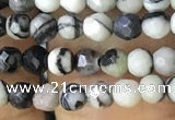 CTG1161 15.5 inches 3mm faceted round tiny black water jasper beads