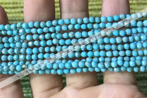 CTG1172 15.5 inches 3mm faceted round tiny turquoise beads