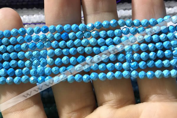 CTG1175 15.5 inches 3mm faceted round tiny turquoise beads