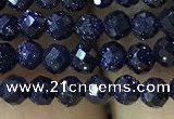 CTG1191 15.5 inches 3mm faceted round blue goldstone beads