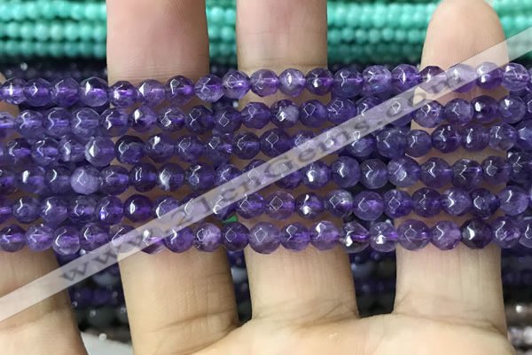 CTG1205 15.5 inches 4mm faceted round tiny amethyst beads