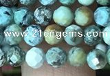 CTG1212 15.5 inches 4mm faceted round tiny African turquoise beads