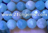 CTG1214 15.5 inches 4mm faceted round tiny amazonite beads