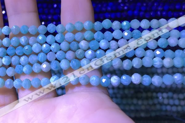 CTG1214 15.5 inches 4mm faceted round tiny amazonite beads