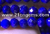 CTG1216 15.5 inches 4mm faceted round tiny lapis lazuli beads