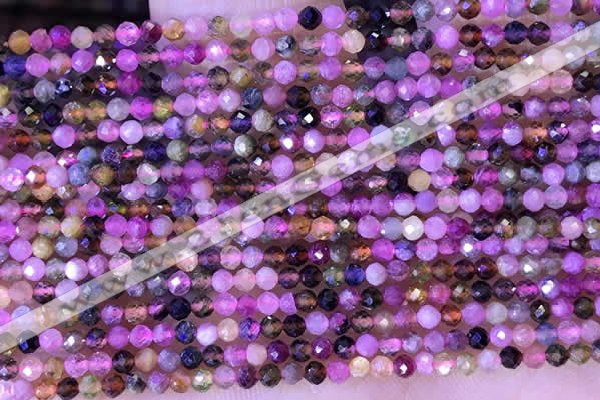 CTG1326 15.5 inches 2mm faceted round tourmaline beads wholesale