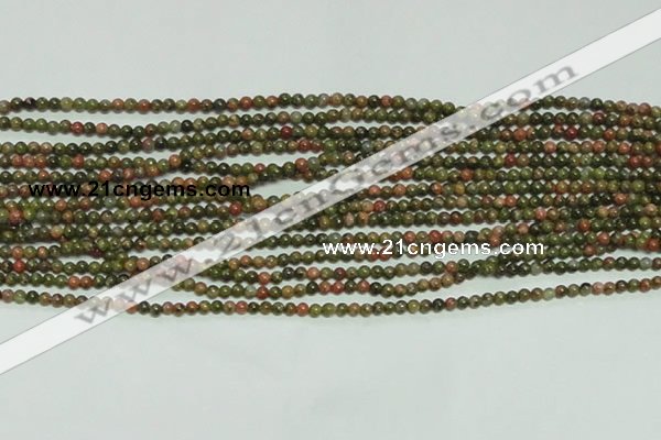 CTG134 15.5 inches 3mm round tiny unakite gemstone beads wholesale